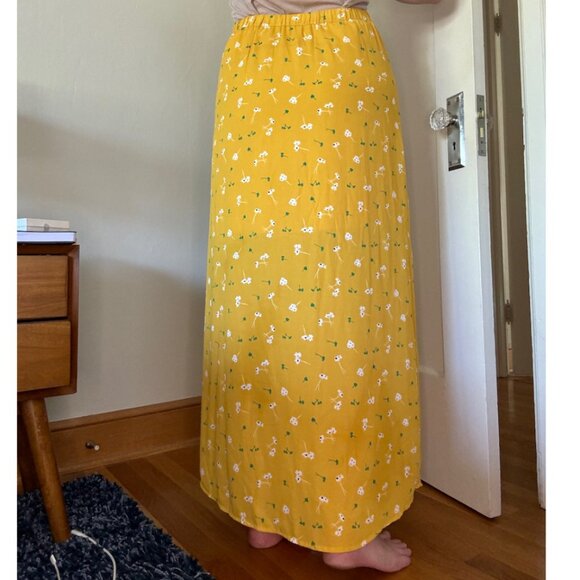 Collective Concepts Button Front Yellow Floral Maxi Skirt Size L - Picture 2 of 12